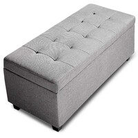 Venus Linen Fabric Storage Ottoman - Light Grey
