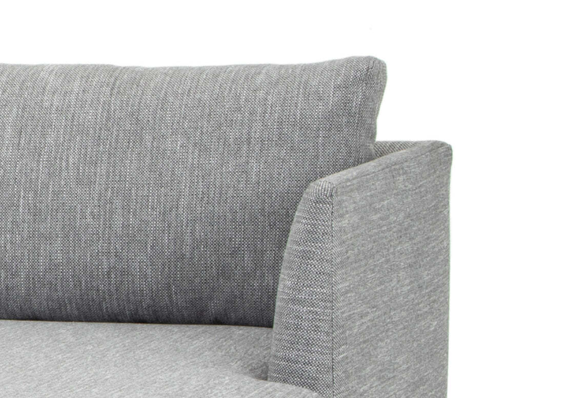 Byron 3 Seater Right Chaise Fabric Sofa - Graphite Grey with Natural Legs