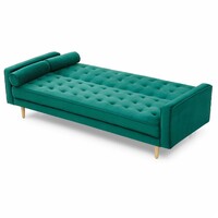 Sophia 3 Seater Sofa Bed Green Velvet