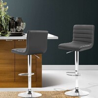 Zast Faux Leather Bar Stool Gas Lift Swivel Grey