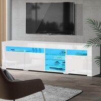 Delta TV Entertainment Unit Stand RGB LED Gloss White 180cm