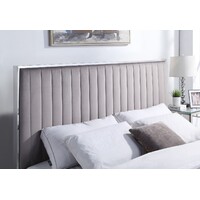 Silverdale Upholstered Queen Bed Chrome Frame Opulent Velvet Steel Fabric