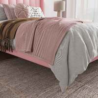 Charlotte Fabric Double Bed Frame - Dusty Pink