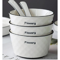 Diamond Pattern Ceramic Dinnerware Set of 8