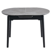 Lina Oval Extendable Dining Table, Grey Stone Ceramic