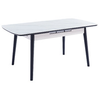 Nena Extension Dining Table, Snow White Ceramic