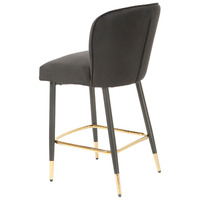 Reid Velvet Barstools, Black Set of 2