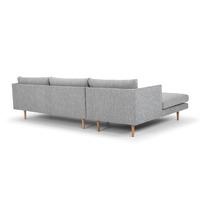 Byron 3 Seater Left Chaise Fabric Sofa - Graphite Grey with Natural Legs