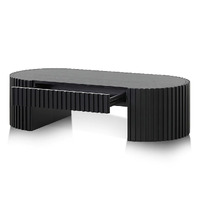 Francesca 1.3m Oval Coffee Table, Full Black Oak