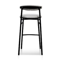 Set of 2 - Milan Fabric Bar Stool - Silver Grey and Black Legs