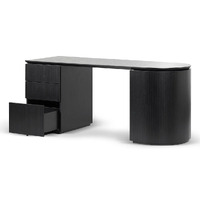 Koppar 1.77m Left Drawer Office Desk - Black Oak