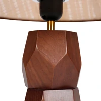Helena Hand-Faceted Wooden Base Table Lamp, Woven