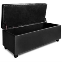 Venus PU Leather Storage Ottoman - Black