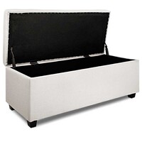 Venus Linen Fabric Storage Ottoman - Beige