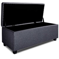 Venus Linen Fabric Storage Ottoman - Grey