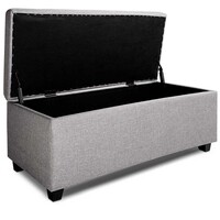 Venus Linen Fabric Storage Ottoman - Light Grey