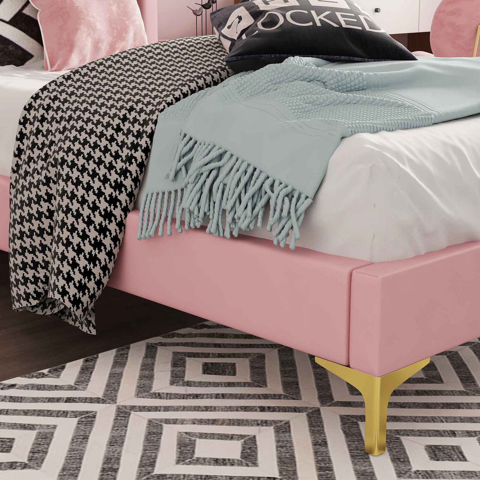 Charlotte King Single Bed Dusty Pink