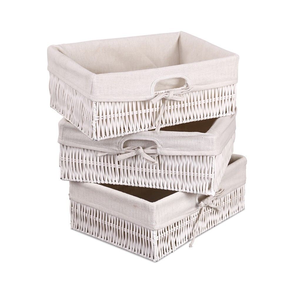 Luna 3 Basket Storage Drawers - White