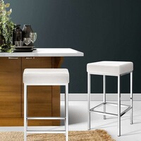 Catalina Faux Leather Bar Stool Set of 2 White