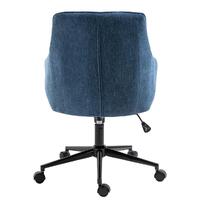 Stella Navy Blue Lined Linen Fabric Upholstered Office Chair