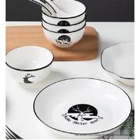 White Antler Printed Ceramic Dinnerware Set of 28