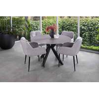 Padma Matte Ceramic Top Round Dining Table, Grey