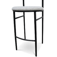 Set of 2 - Milan Fabric Bar Stool - Silver Grey and Black Legs