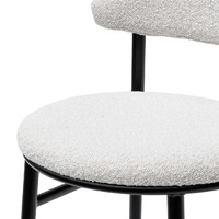 Set of 2 - Milan Bar Stool - Moon White Boucle and Black Legs