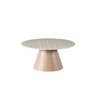 Windsor Round Coffee Table - White Travertine Matte Marble Top