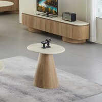 Windsor Side Table - White Travertine Matte Marble Top