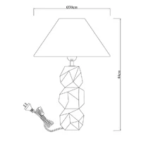 Helena Hand-Faceted Wooden Base Table Lamp, Woven