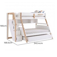 Bergen Single Over Double Bunk Bed with Shelves & Single Trundle