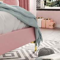 Charlotte Fabric King Single Bed Frame Dusty Pink
