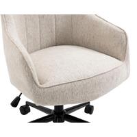 Stella Beige Lined Linen Fabric Upholstered Office Chair