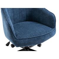 Stella Navy Blue Lined Linen Fabric Upholstered Office Chair