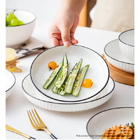 White Japanese Style Ceramic Dinnerware Set of 7