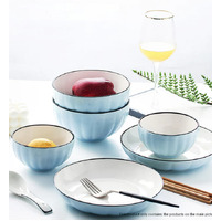 Blue Ceramic Dinnerware Set of 7