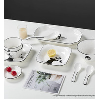 White Antler Printed Ceramic Dinnerware Set of 28