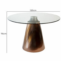 Benton Round Glass Dining Table with Copper Base