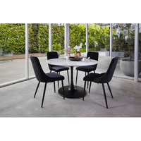 Elly Marble Effect Round Dining Sevella Black
