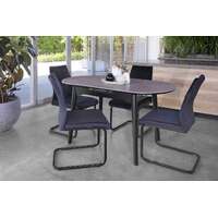 Lina Oval Extendable Dining Table, Grey Stone Ceramic