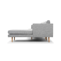 Byron 3 Seater Right Chaise Fabric Sofa - Graphite Grey with Natural Legs