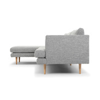 Byron 3 Seater Left Chaise Fabric Sofa - Graphite Grey with Natural Legs
