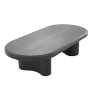 Jerrin Wooden Oval Coffee Table, Full Black
