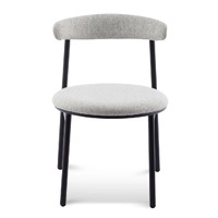 Set of 2 - Milan Fabric Dining Chair - Silver Grey with Black Legs