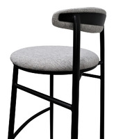Set of 2 - Milan Fabric Bar Stool - Silver Grey and Black Legs