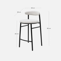Set of 2 - Milan Bar Stool - Moon White Boucle and Black Legs