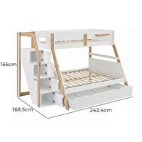 Bergen Single Over Double Bunk Bed with Staircase & Single Trundle