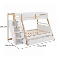 Bergen Single Over Double Bunk Bed with Staircase & Double Trundle