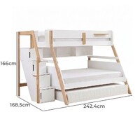 Bergen Single Over Double Bunk Bed with Shelves & Double Trundle